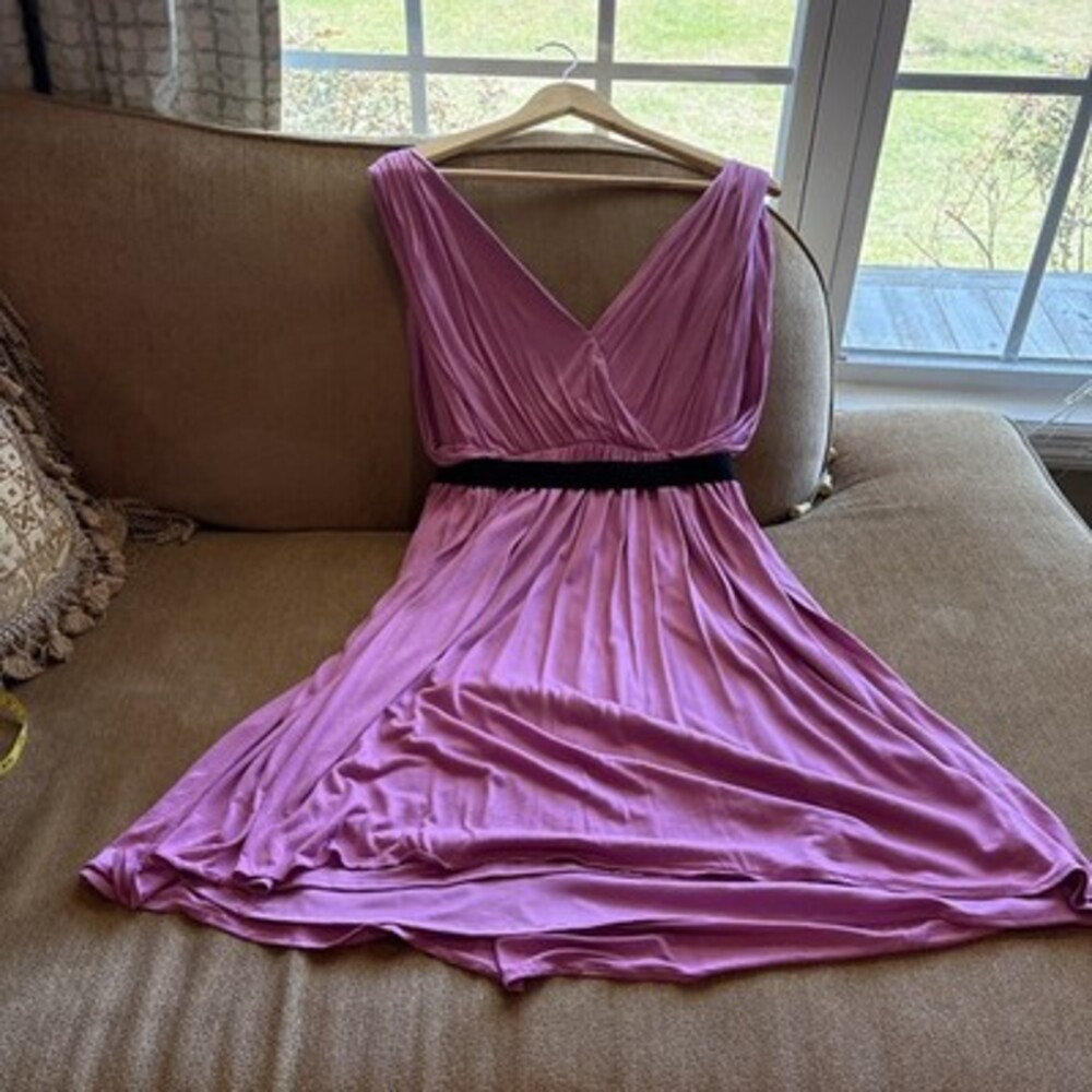 NWOT Ann Taylor Loft, Orchid, Empire Waist & Flare Greek Dress  W/ Belt,  Medium